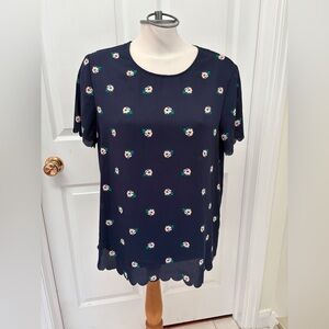 Banana Republic Navy Floral Blouse